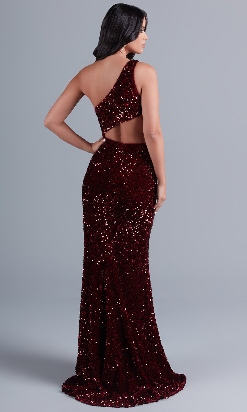 Long Red Sequin Prom Dress With Cut Out Promgirl 