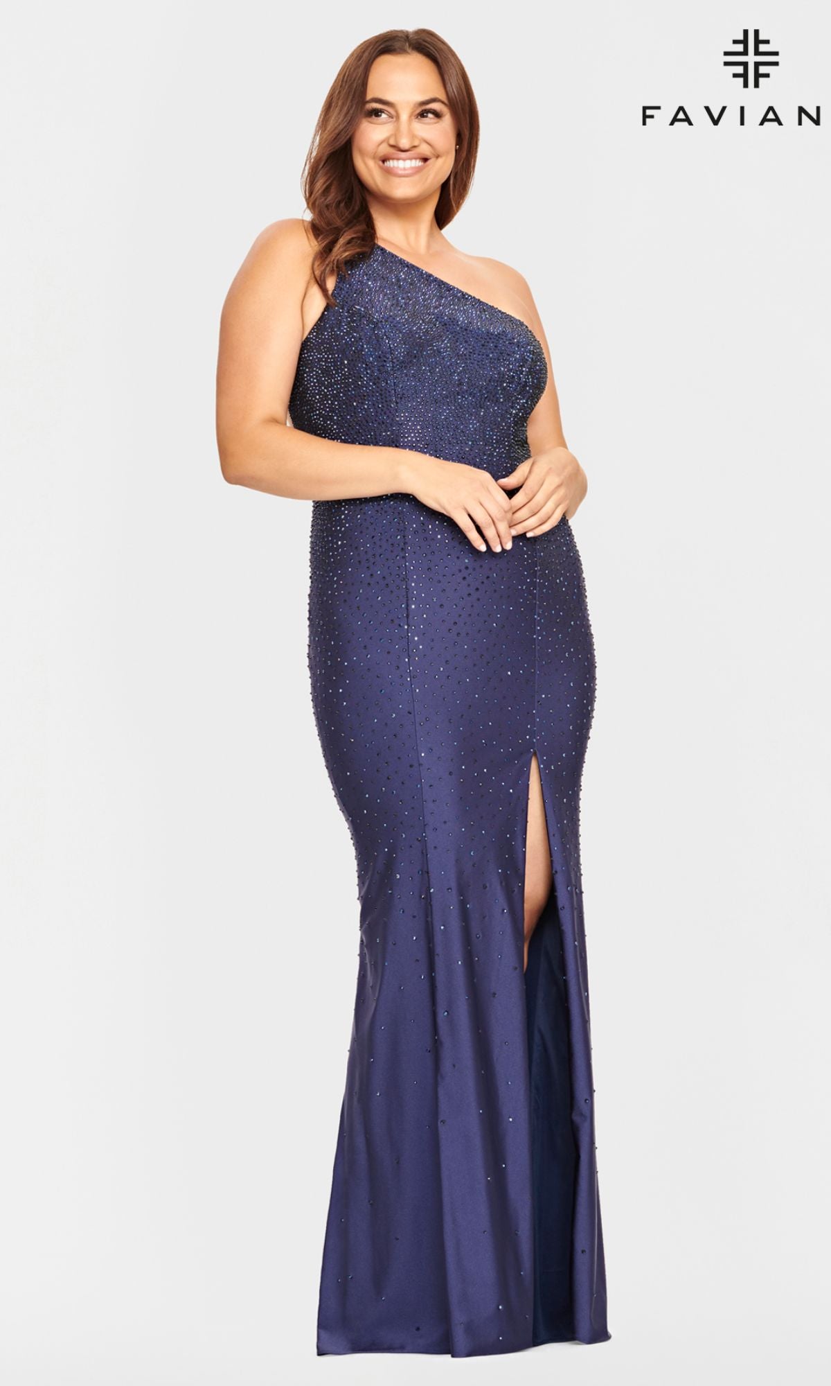 Faviana One-Shoulder Plus-Size Prom Dress 9532