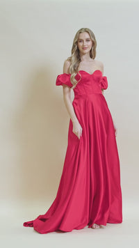 Strapless Sweetheart Prom Dress with Puff Sleeves