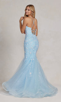 V-Neck Mermaid Prom Dress with Floral Sequin Print