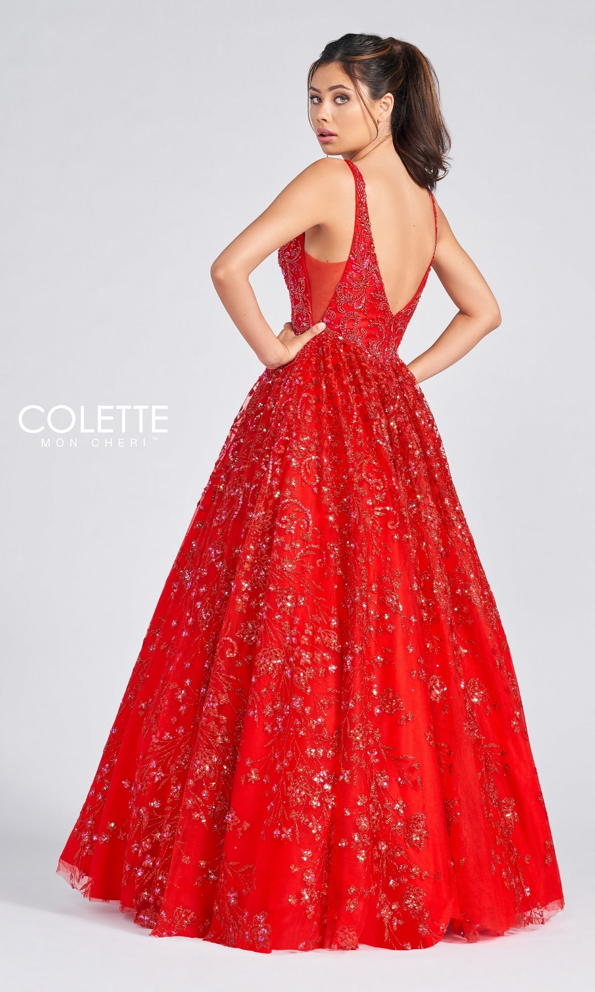 Red Giselle Multicolor Floral Sequins Prom Evening Cocktail