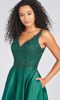 V-Neck Satin Prom Dress by Colette by Daphne