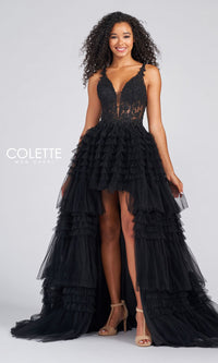 High-Low Tiered-Tulle Prom Dress CL12281