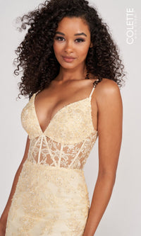 Colette Beaded-Lace Long Prom Dress with Corset