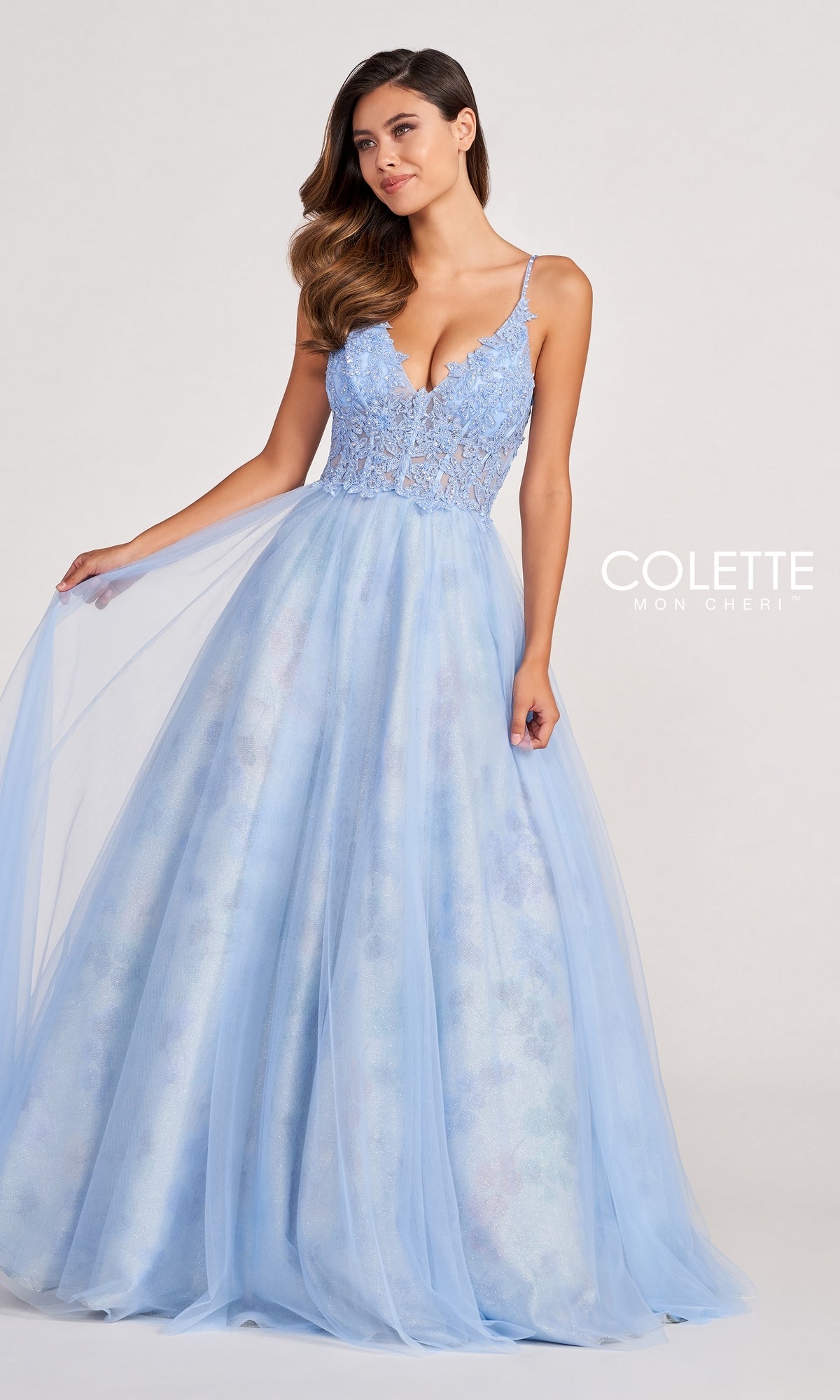 Pastel Long Tulle Prom Ball Gown by Colette