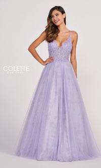 Pastel Long Tulle Prom Ball Gown by Colette