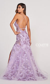 Colette Long Sequin Prom Dress with Sheer Sides