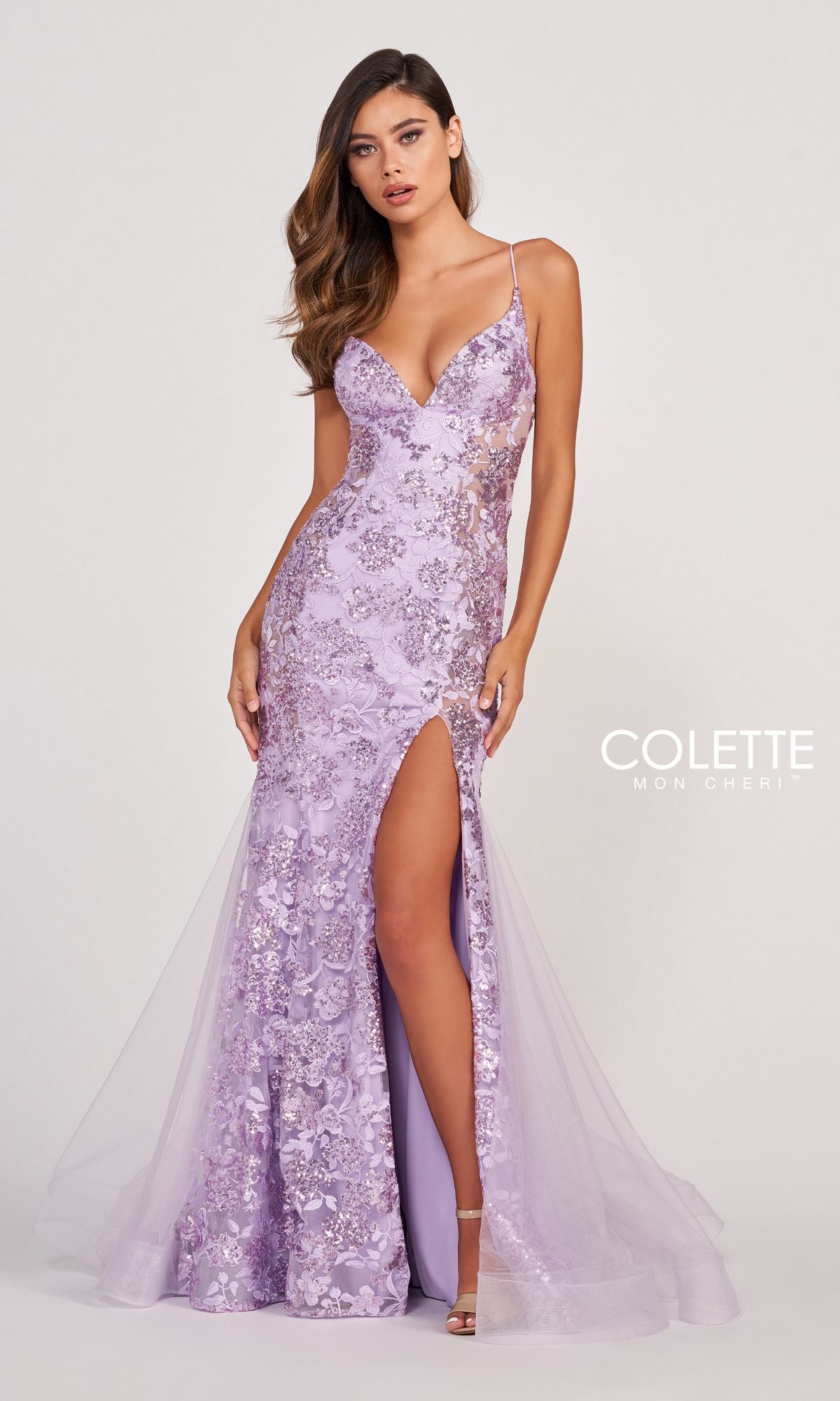 Colette Long Sequin Prom Dress with Sheer Sides