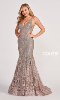 Colette CL2021 Long Mermaid Glitter Prom Dress