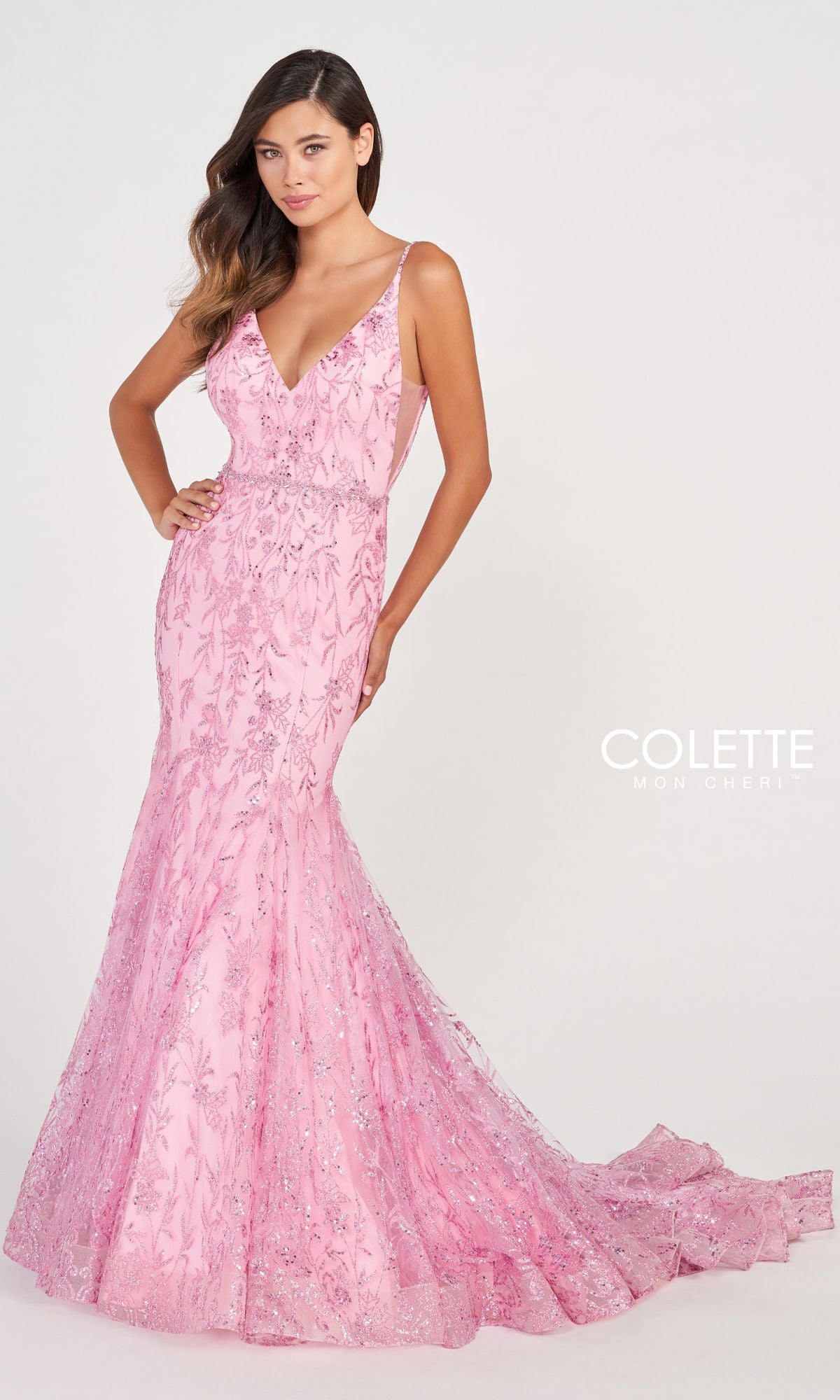 Colette Long Glitter Mermaid Prom Dress - PromGirl