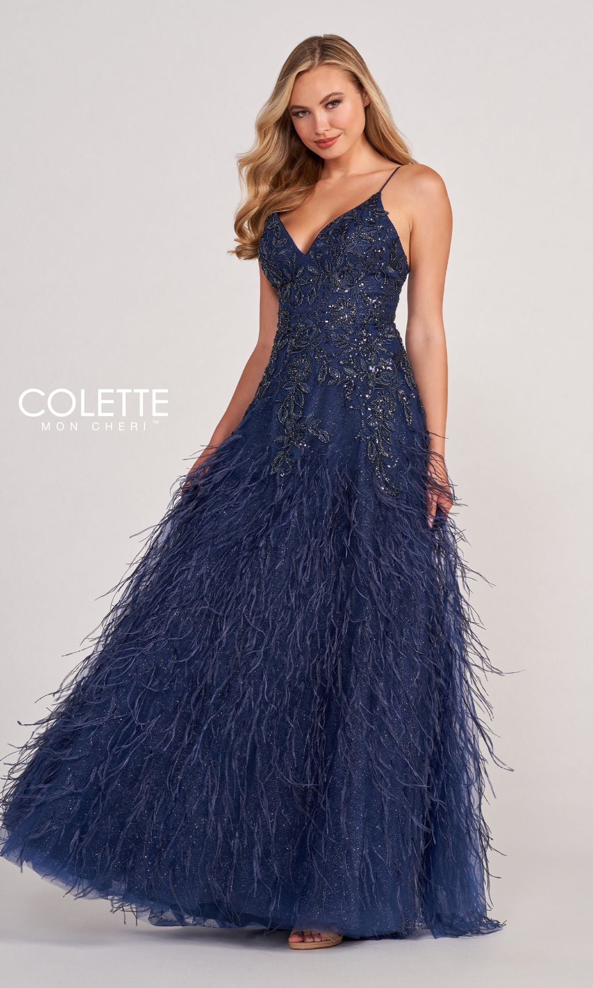 Colette CL2044 Feather Prom Ball Gown