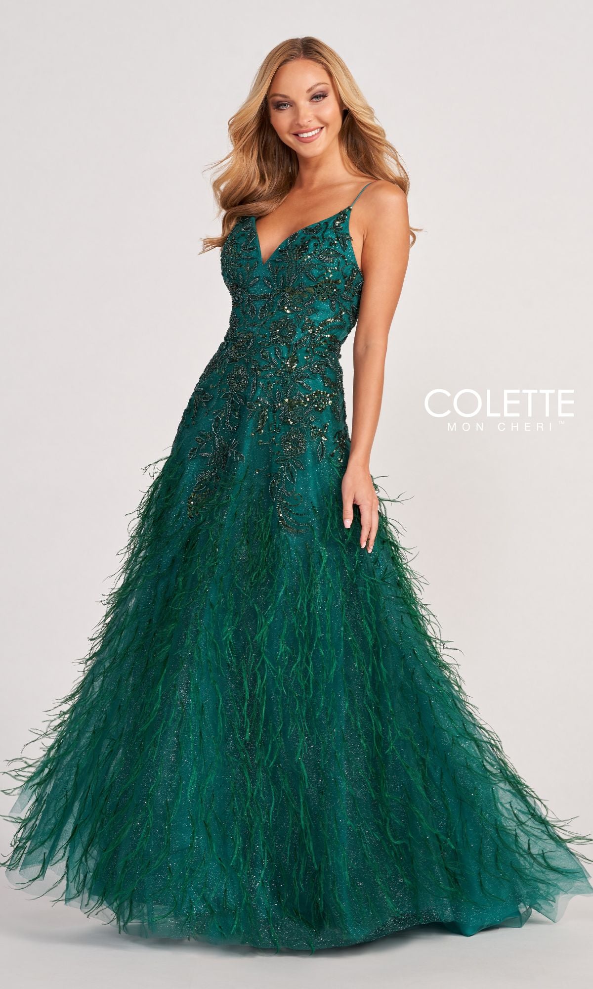 Colette CL2044 Feather Prom Ball Gown