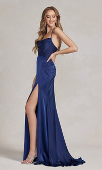 Cowl-Neck Classic Prom Dress with Side Slit