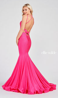 Strappy-Back Long Beaded Ellie Wilde Formal Gown