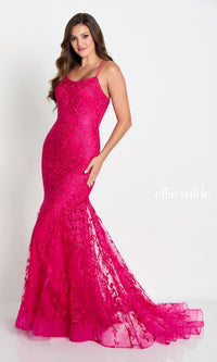 Long Lace Mermaid Prom Dress with Strappy Back