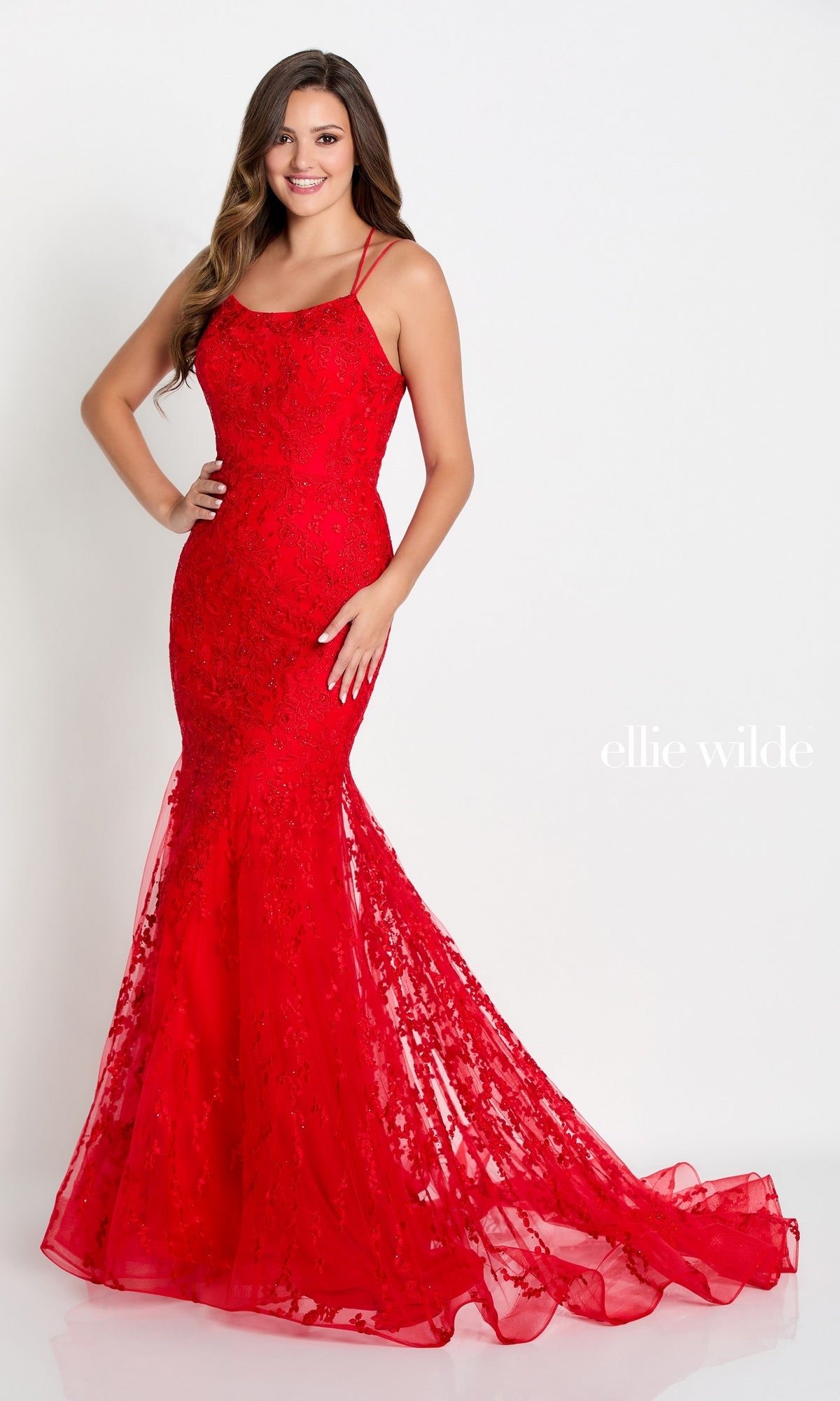 Long Lace Mermaid Prom Dress with Strappy Back