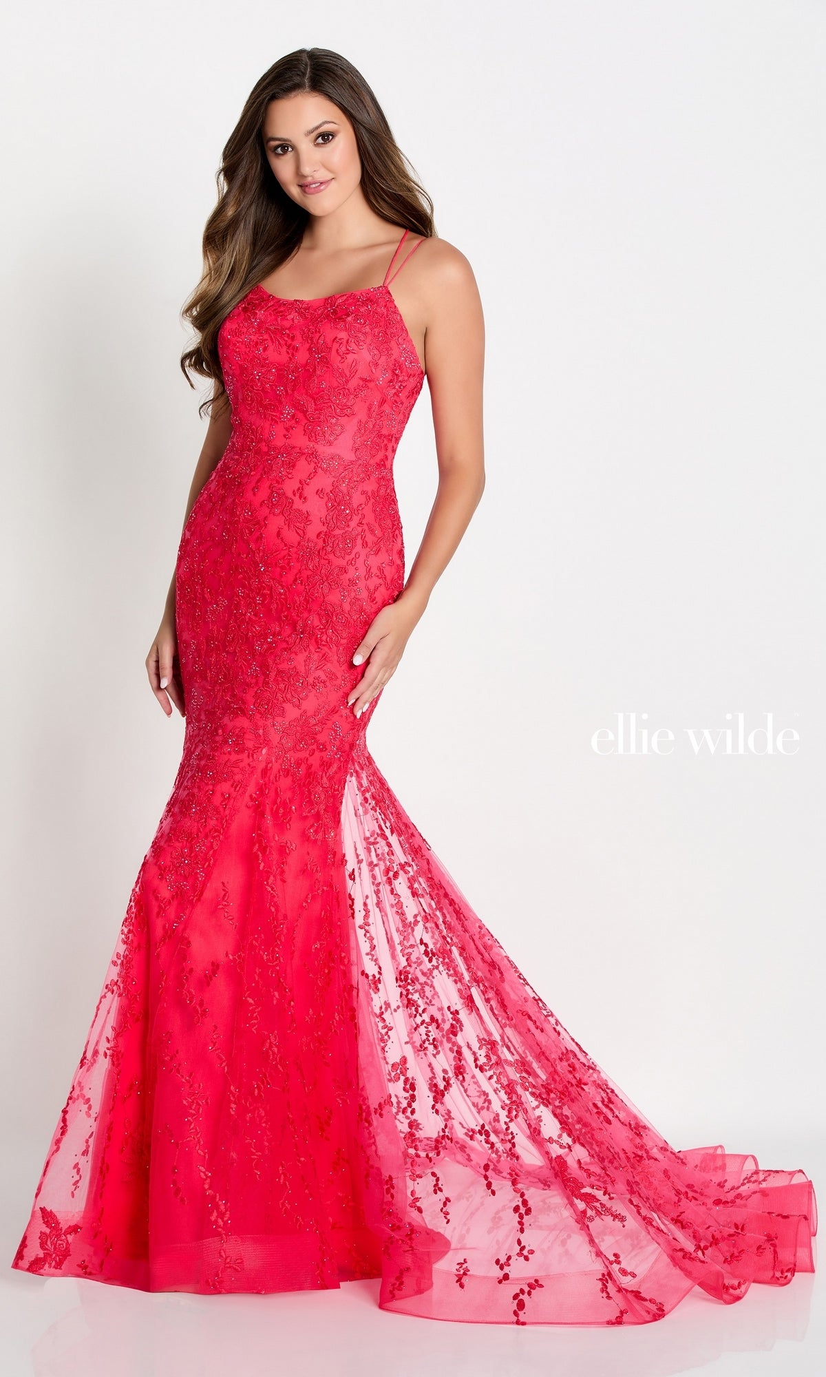 Long Lace Mermaid Prom Dress with Strappy Back