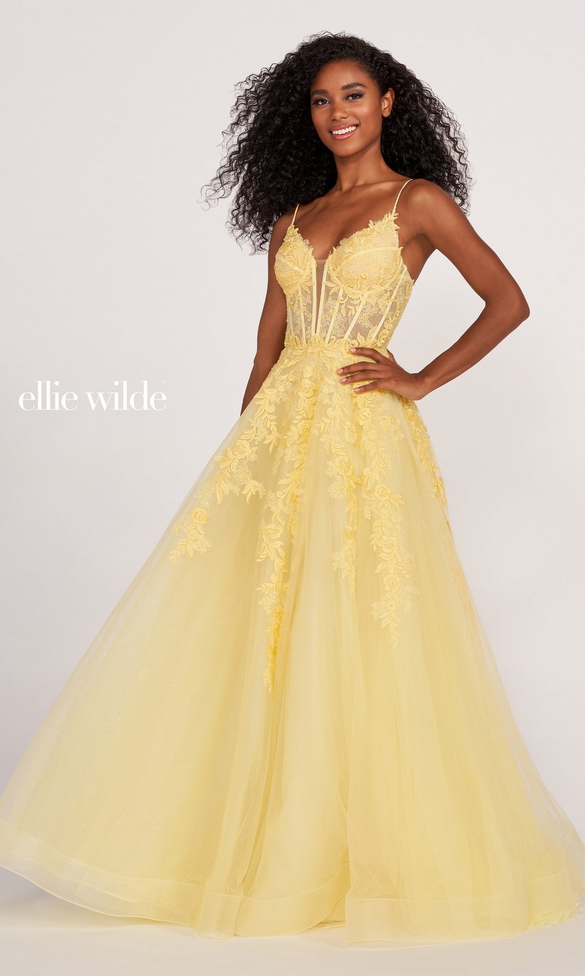 Long Gold Prom Dress with Corset Bodice - PromGirl