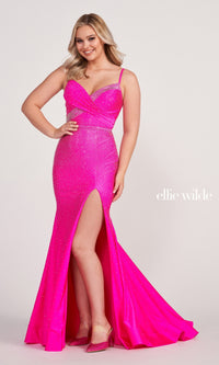 Ellie Wilde Beaded Long Cut-Out Prom Dress