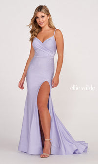 Ellie Wilde Beaded Long Cut-Out Prom Dress