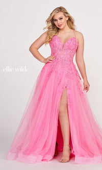 Ellie Wilde Corset-Back Long Prom Ball Gown