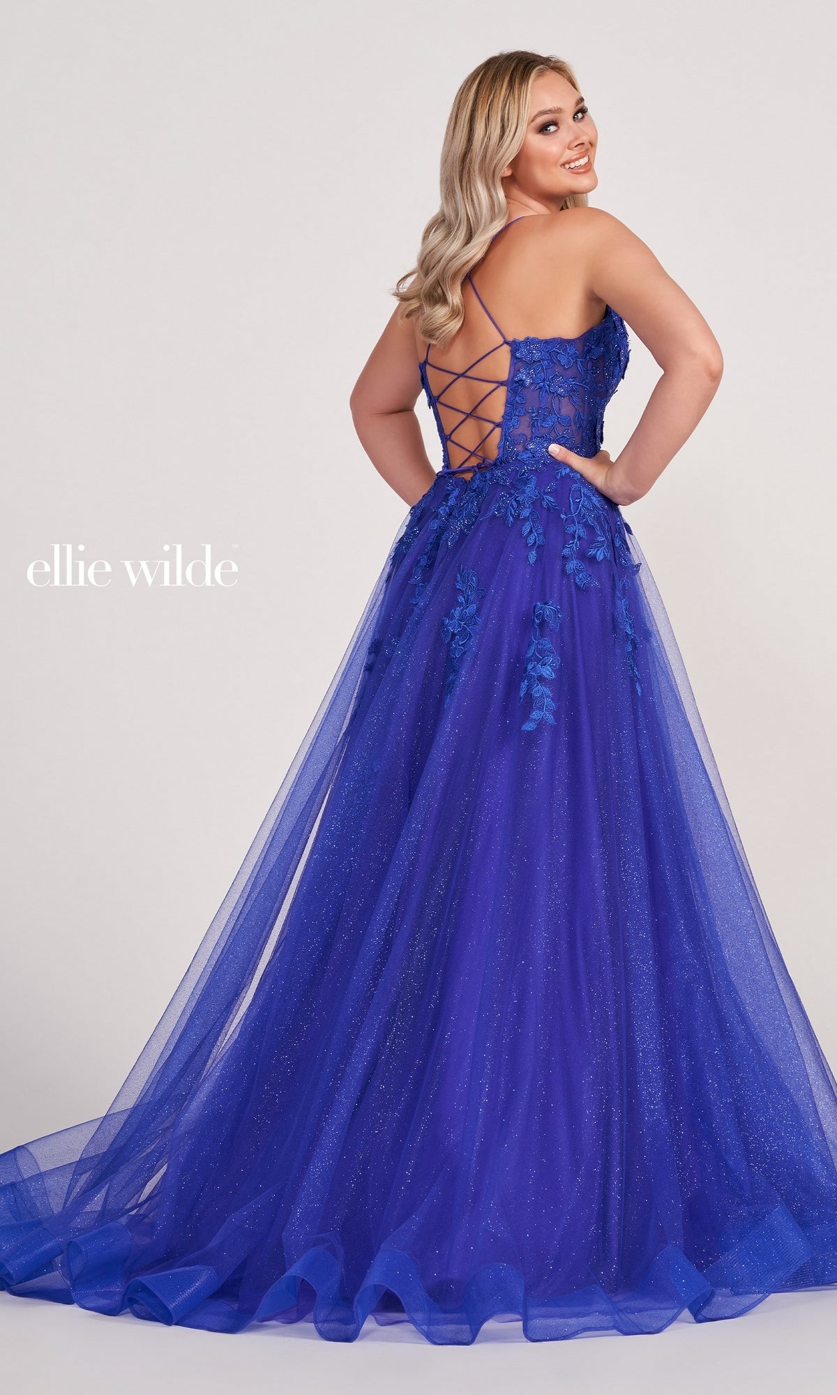 Ellie Wilde Corset-Back Long Prom Ball Gown