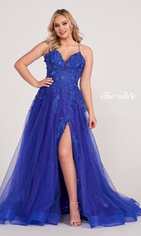 Ellie Wilde Corset-Back Long Prom Ball Gown