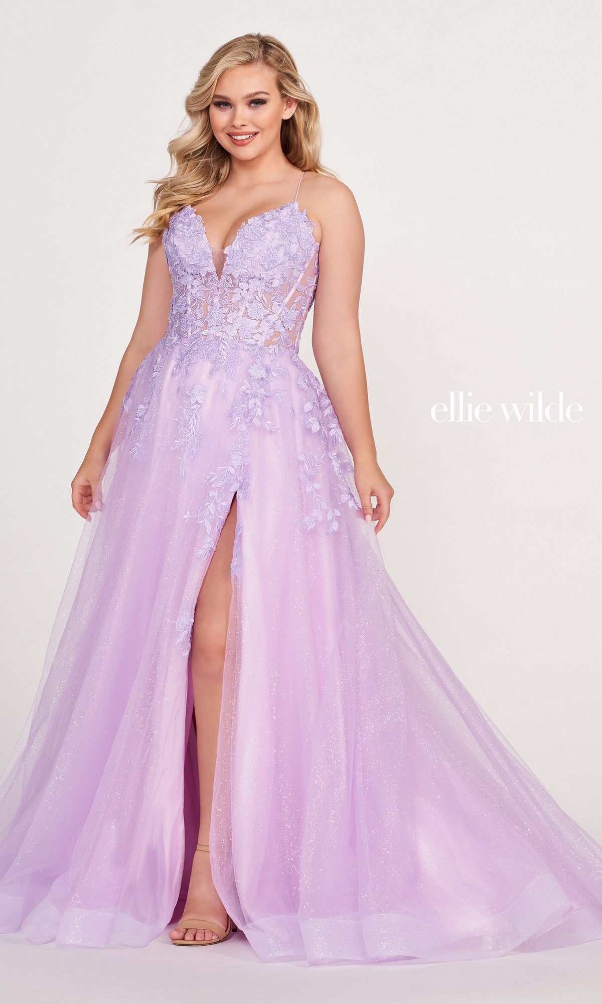 Ellie Wilde Corset-Back Long Prom Ball Gown