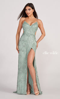 Ellie Wilde Backless Long Glitter Prom Dress