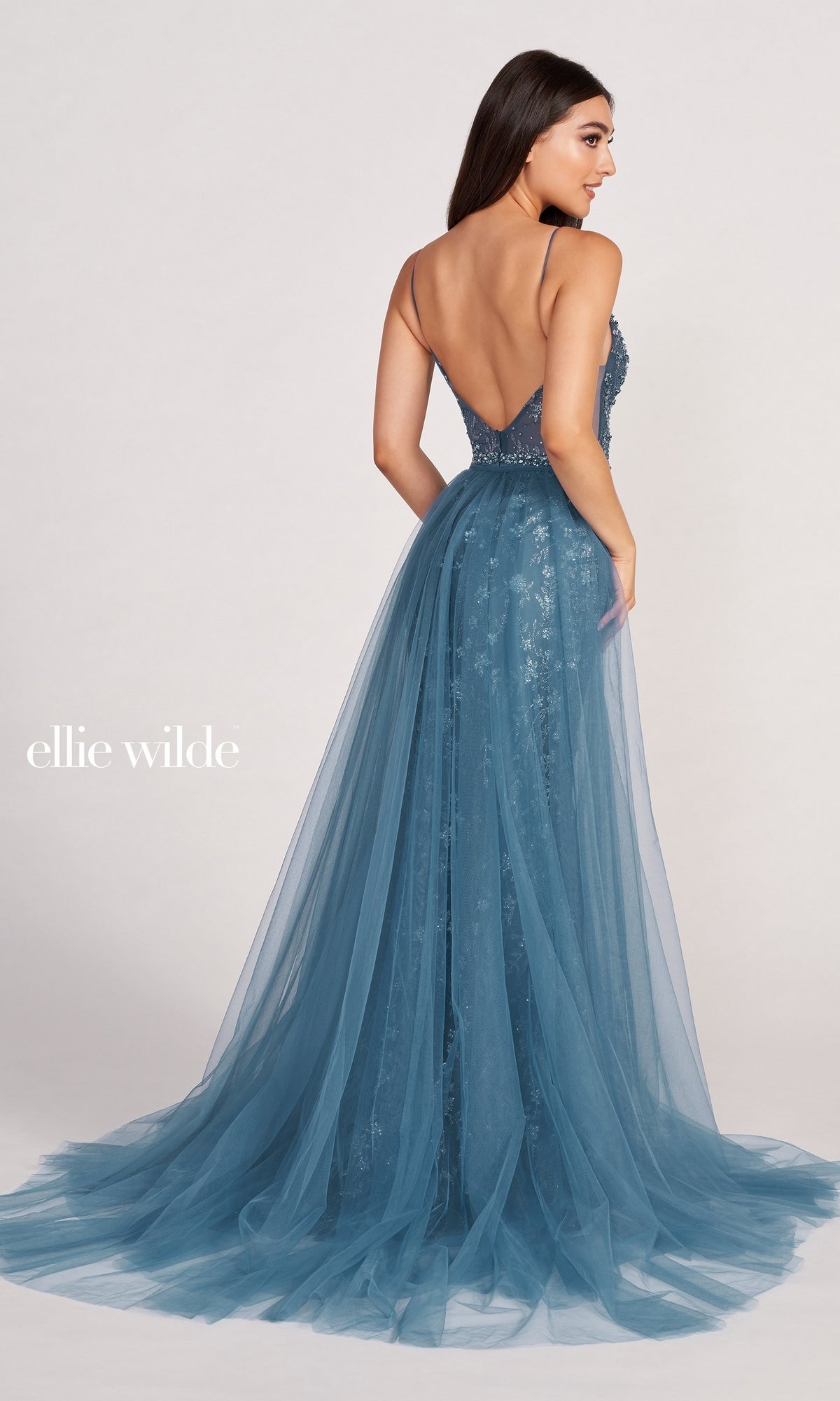 Ellie Wilde Prom Dress With Detachable Tulle Overskirt