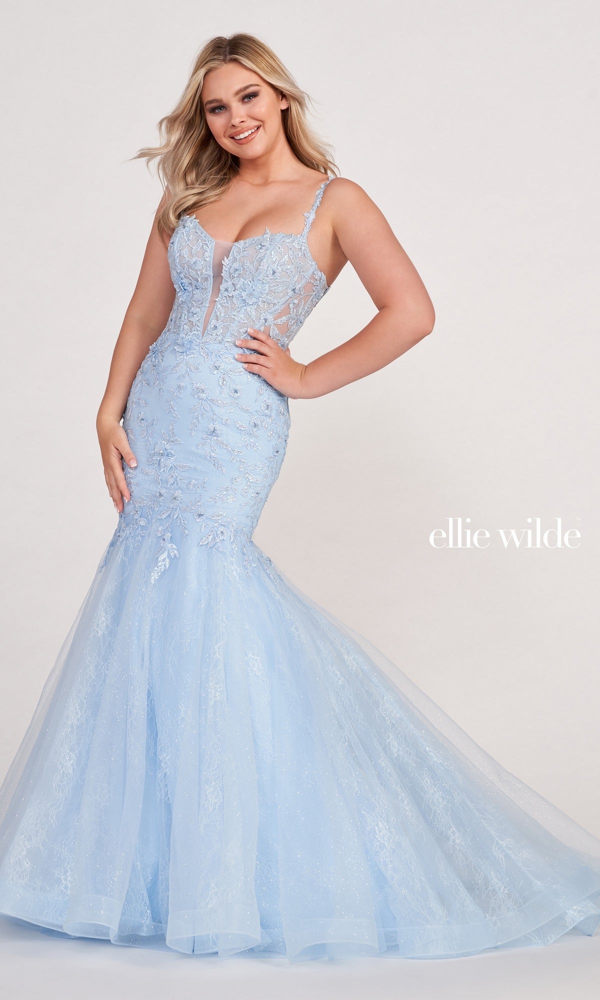 Ellie Wilde Lace Mermaid Prom Dress EW34085 PromGirl