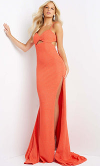 JVN by Jovani Glitter Orange Prom Dress JVN07344