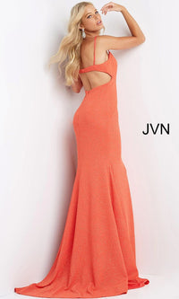 JVN by Jovani Glitter Orange Prom Dress JVN07344