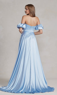 Strapless Sweetheart Prom Dress with Puff Sleeves