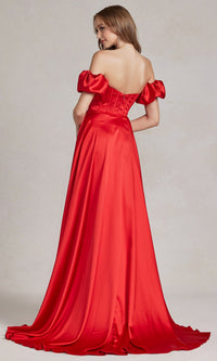 Strapless Sweetheart Prom Dress with Puff Sleeves