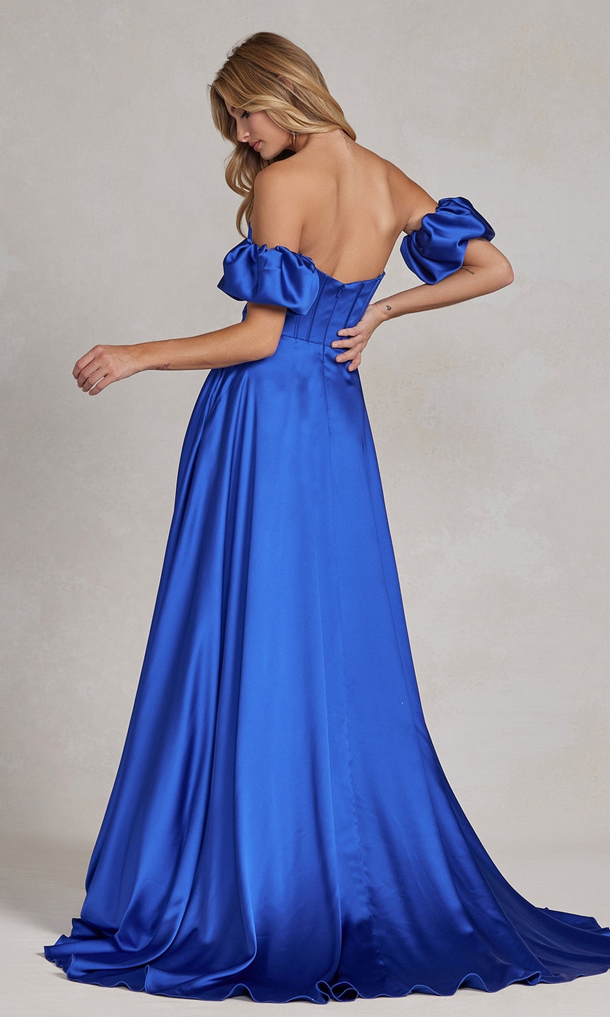 Strapless Sweetheart Prom Dress with Puff Sleeves