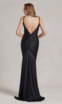 Cowl-Neck Simple Long Formal Dress