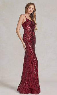 One-Shoulder Long Sequin Formal Dress