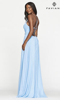 Pastel Long A-Line Chiffon Faviana Prom Dress