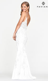 Sheer-Sides Long Lace Prom Dress by Faviana