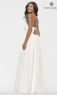 Faviana Embroidered A-Line Long Prom Dress