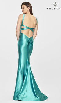 Faviana Sleek Long Satin Formal Dress S10809