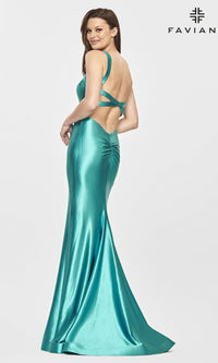 Faviana Sleek Long Satin Formal Dress S10809