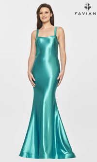 Faviana Sleek Long Satin Formal Dress S10809