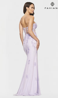 Lilac Purple Strapless Faviana Long Prom Dress