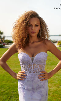 Lilac Purple Strapless Faviana Long Prom Dress