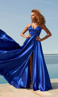 Faviana Beaded-Bodice Long Prom Dress S10870