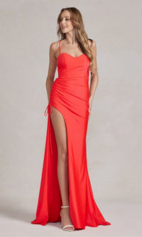 Strappy-Back Affordable Long Prom Dress