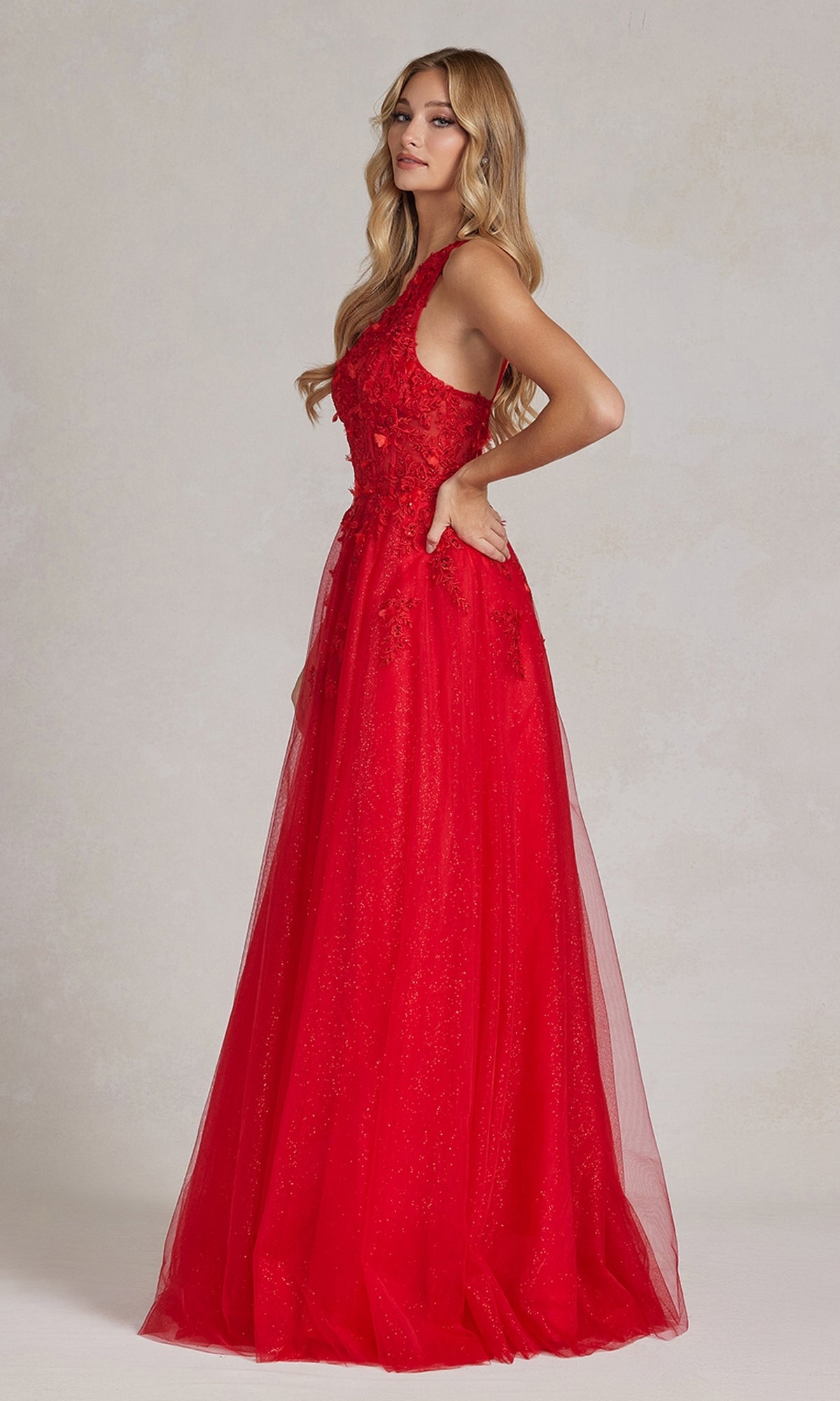 One-Shoulder Long Red Ball Gown