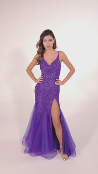 Colette CL2024 Sequin-Lace Cut-Out Long Prom Dress